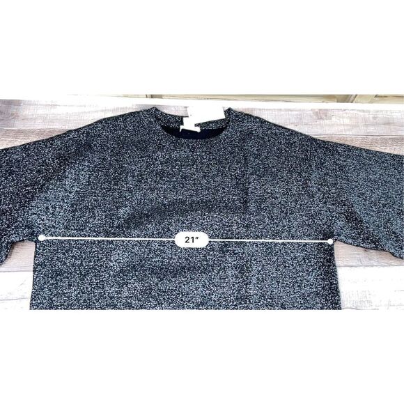NWT H&M Crew Neck Black Sparkle Metallic Sweater Dress sz MEDIUM - Picture 7 of 11